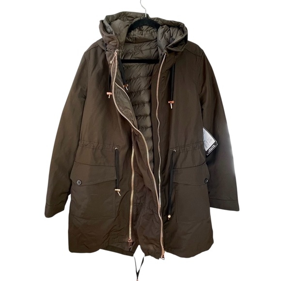 Women's Olive Puffer Jacket - Picture 7 of 14